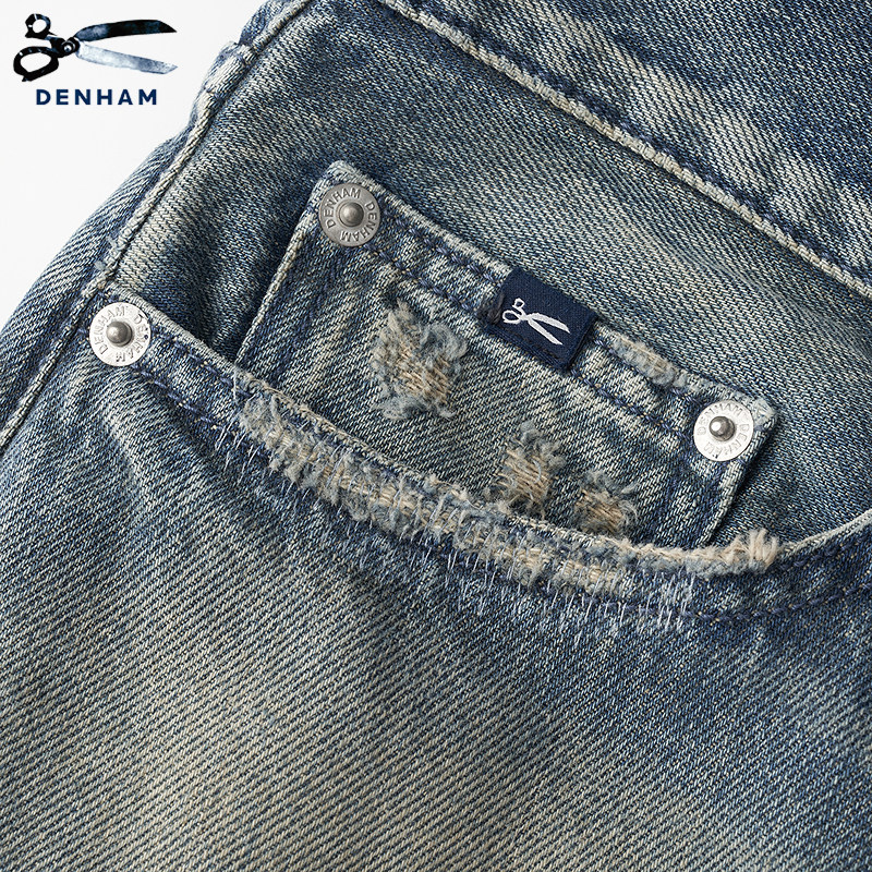 DENHAM25年秋冬新款女士复古时尚水洗高腰阔腿直筒蓝色牛仔裤IMA,淘宝优惠券,粉丝福利购,淘宝优惠卷