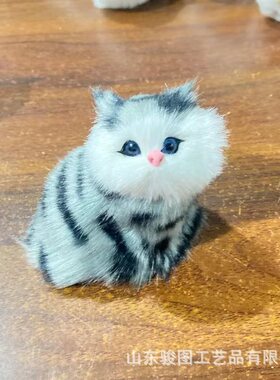 新款小猫咪动物会叫猫咪家庭摆件儿童认知玩具猫毛手伴生日礼物
