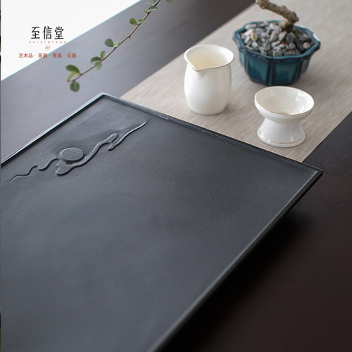 至信堂大师作品整块天然乌金石茶盘石头茶台茶海大号家用功夫茶具 - 图2
