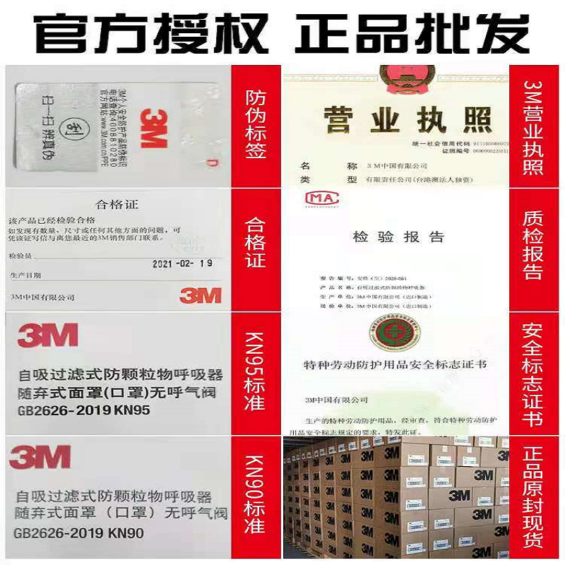 3M口罩正品N95防尘9501医疗KN95防工业粉尘9502v头戴防尘带呼吸阀