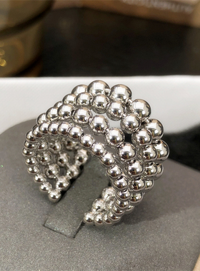 圆珠线条感立体几何食指戒