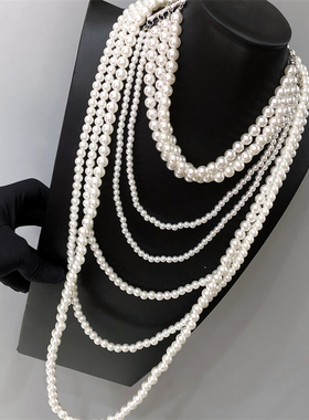 时尚高级感珍珠多层叠搭项链