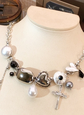 设计感十字架原创字母项链多层叠戴女春夏毛衣链高级感小众锁骨链