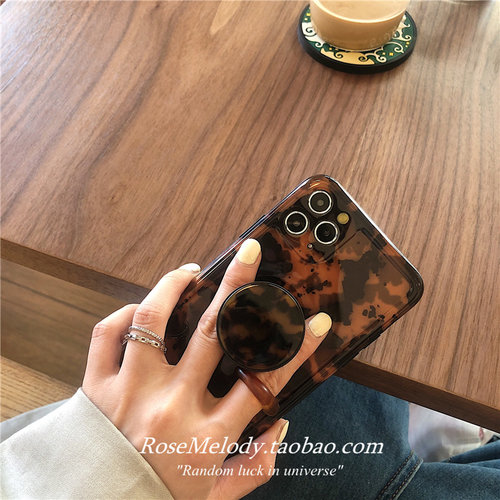 ins复古琥珀豹纹支架适用iPhone17promax手机壳苹果16romax全包15pro防摔14小众设计13promax软壳iPhone Air - 图2