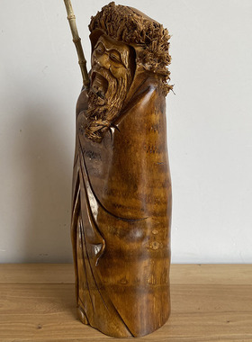 新中式家居摆件竹根雕 苏武牧羊 纯手工竹雕送长辈礼物 收藏品