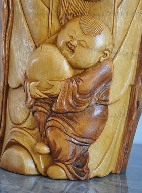 竹根雕老寿星古风家居摆件