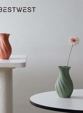 博西家居 简约北欧莫兰迪陶瓷花瓶摆件 ins风花插玄关装饰品花器