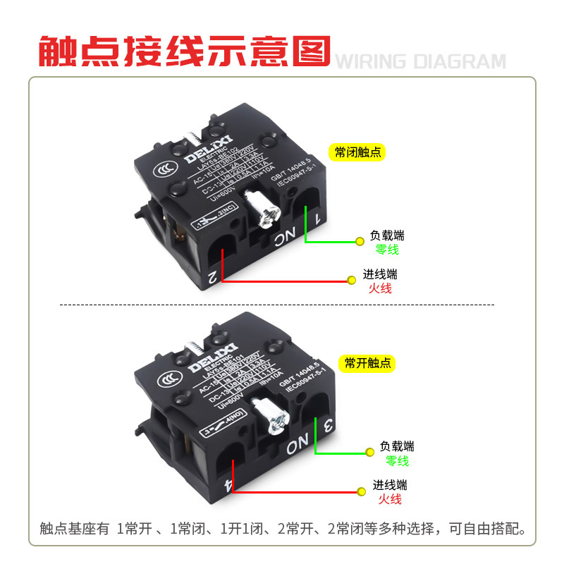 德力西平头按钮LAY5s-BA31 BA42 BA51 红绿黄 1开1闭 BE101 BE102,淘宝优惠券,粉丝福利购,淘宝优惠卷
