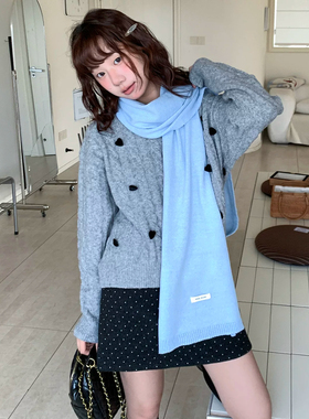 蓝色围巾女款2026新款秋冬ins潮
