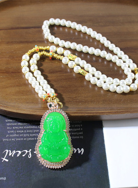 仿古新中式项链女古法旗袍古风项链长款流苏山水牌配汉服项链70cm