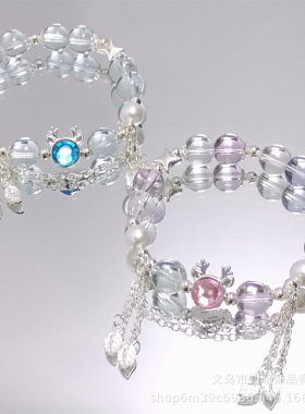 森系超仙冰透水晶小鹿手链ins小众甜美轻奢百搭显白学生闺蜜手串