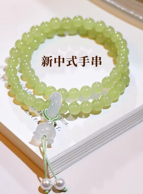 双层叠戴绿水珠平安扣手链女新中式手串2026新款禅意风手串手链