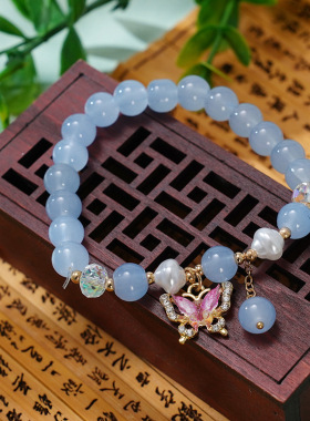 国风少女琉璃手链宝石蝴蝶手链新中式流苏蝴蝶手串学生闺蜜礼物