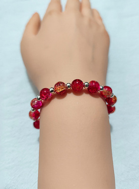 跨境浪漫悟空红爱心天鹅手链女学生ins韩版时尚8mm琉璃手串手饰