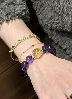 仿天然乌拉圭紫水晶手串女 轻奢水晶手串上岸紫水晶手链女友礼物