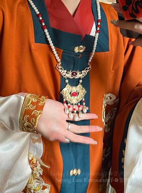 红色平安锁背云流苏璎珞项链新中式国风明制汉服旗袍古风项链中长