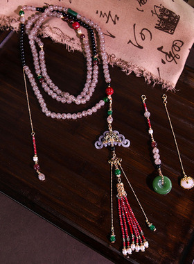 厂家直销新中式斜挎链璎珞项链国风旗袍汉服紫色斜挎链古风配饰品