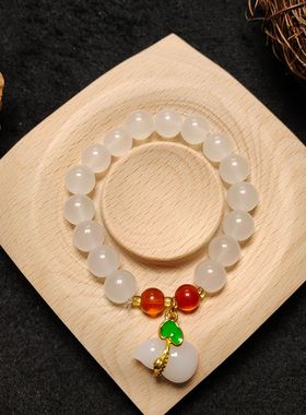 仿白玉琉璃手链新款白钰色葫芦手链女生手串学生玉白色手链清冷感