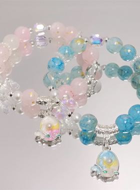 少女琉璃手链甜美郁金香花朵手链女超仙水晶串珠手串学生闺蜜礼物