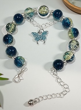 女生琉璃手链点钻蝴蝶手链学生高级感甜美原创新颖串珠手串女孩