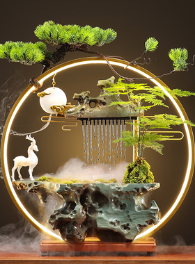 招财猫流水摆件循环水新中式客厅