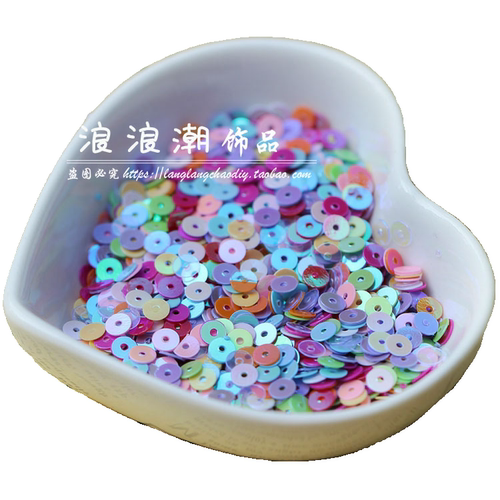 4mm中孔彩色圆形亮片手工diy珠片儿童小圆片衣服服装装饰手缝材料 - 图3