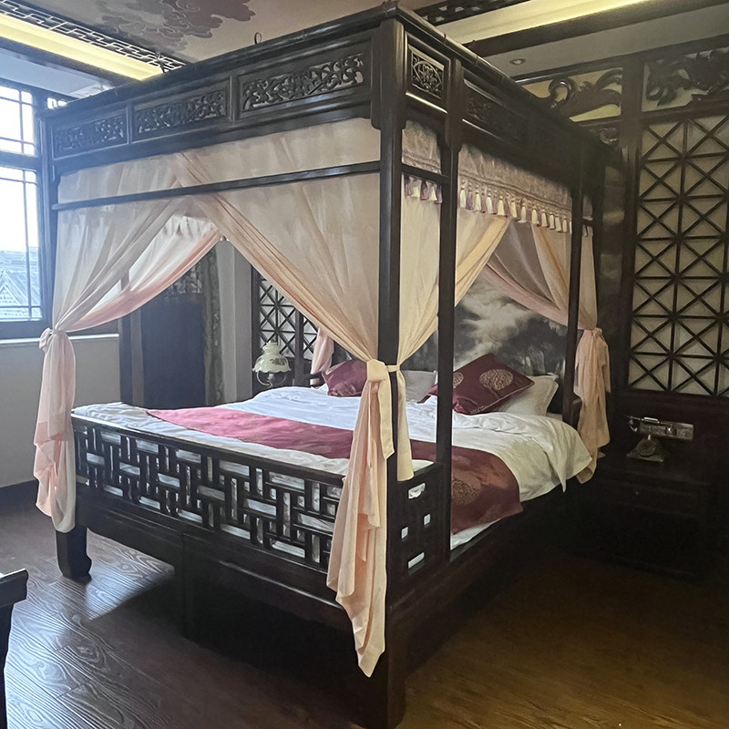 中式床幔锦缎荷叶复古宫廷月洞拔步架子床古风家用卧室蚊帐定制款,淘宝优惠券,粉丝福利购,淘宝优惠卷