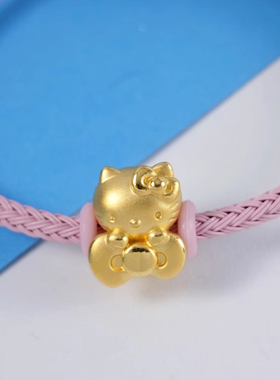 足金999蝴蝶结KT猫手串kitty