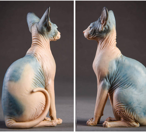 【JXK】正品  加拿大无毛猫 斯芬克斯猫家居车载摆件潮玩手办 - 图1