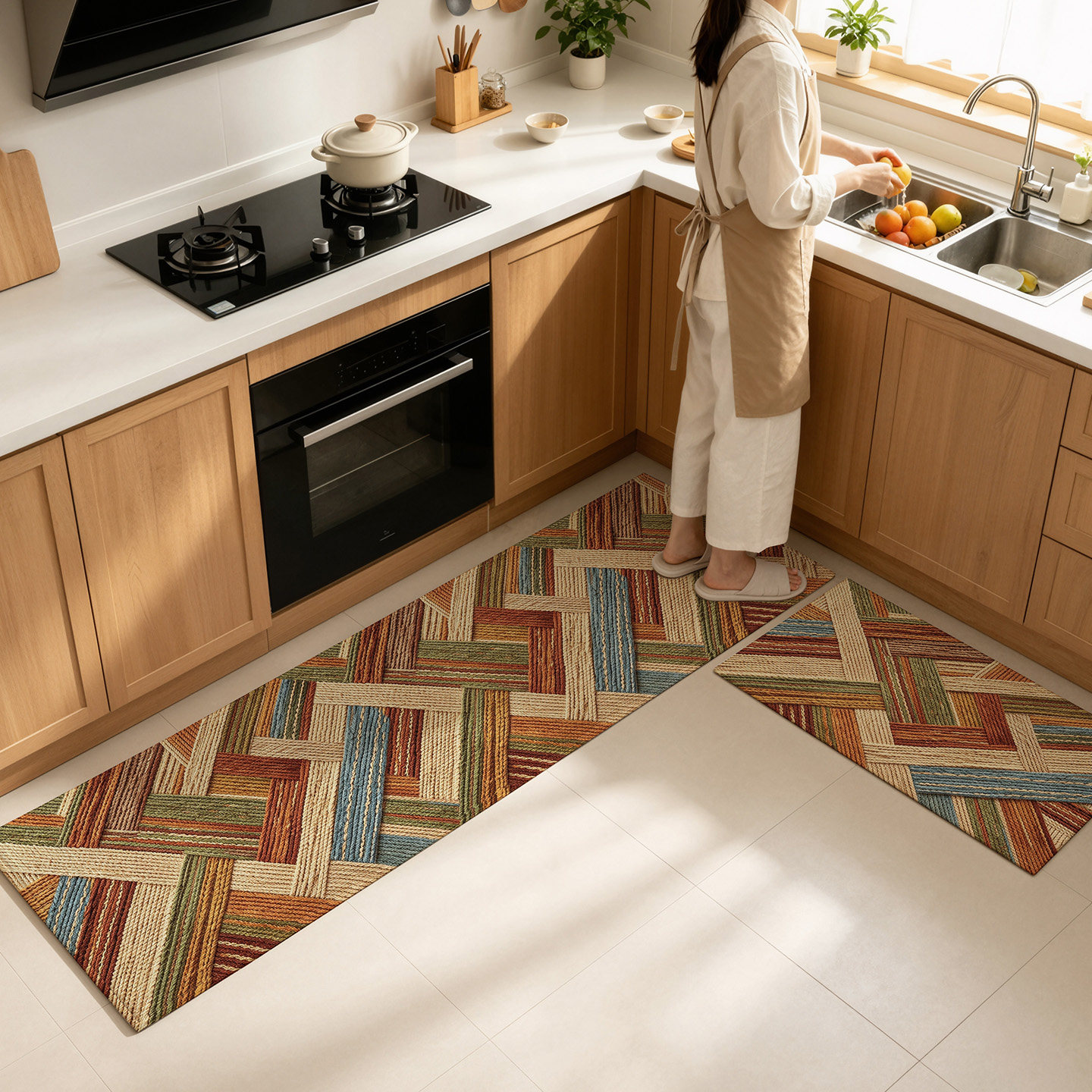 No-wash absorbent kitchen mat