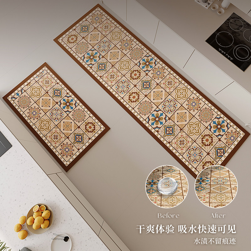 新款免洗可擦厨房地垫防滑防油耐脏吸水垫子专用脚垫防水地毯高级,淘宝优惠券,粉丝福利购,淘宝优惠卷