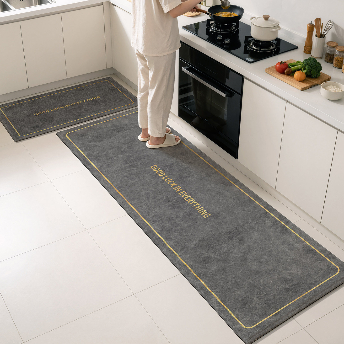 No-wash absorbent kitchen mat