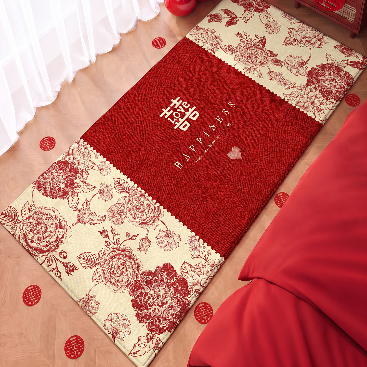 Wedding room new red bedside blanket wedding atmosphere decoration