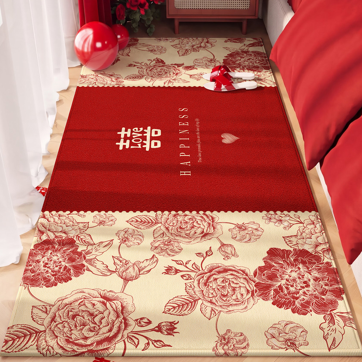 Wedding room new red bedside blanket wedding atmosphere decoration