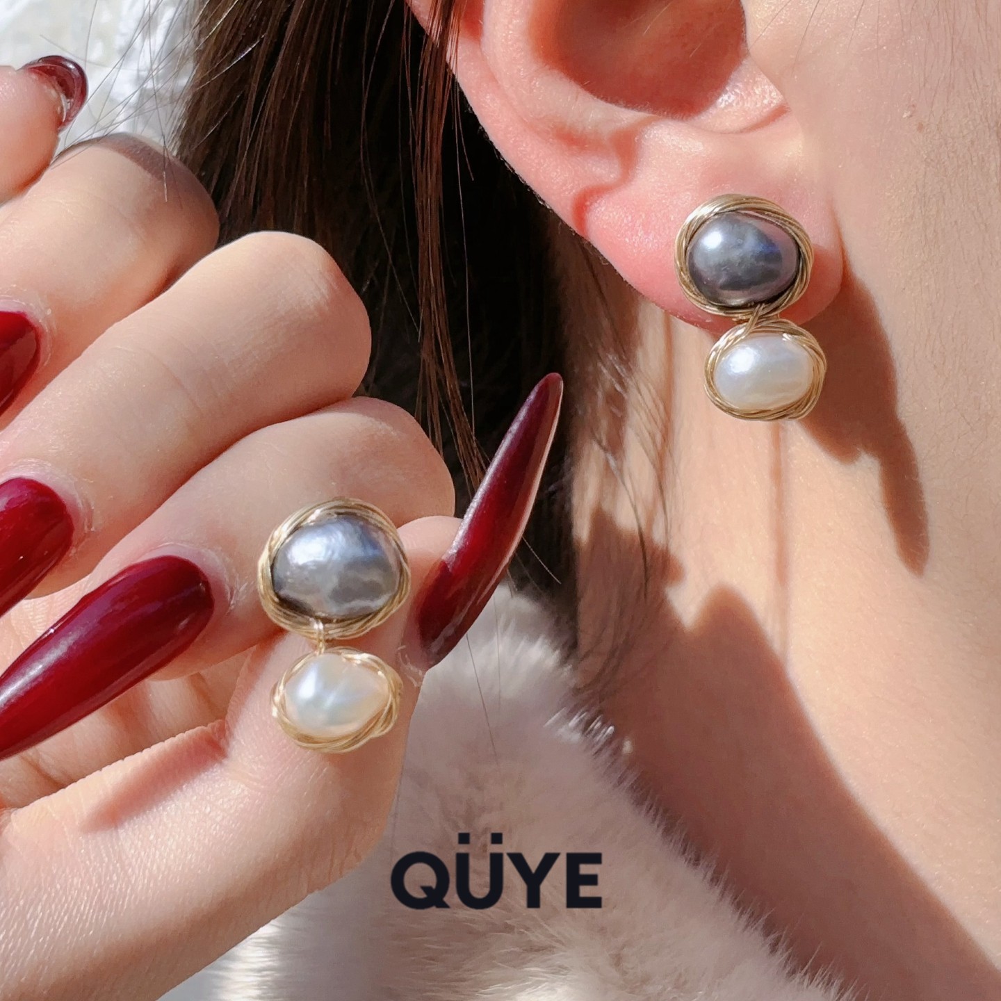 复古风高级感铂金灰巴洛克异形天然淡水真珍珠耳钉纯银耳环耳坠女,淘宝优惠券,粉丝福利购,淘宝优惠卷