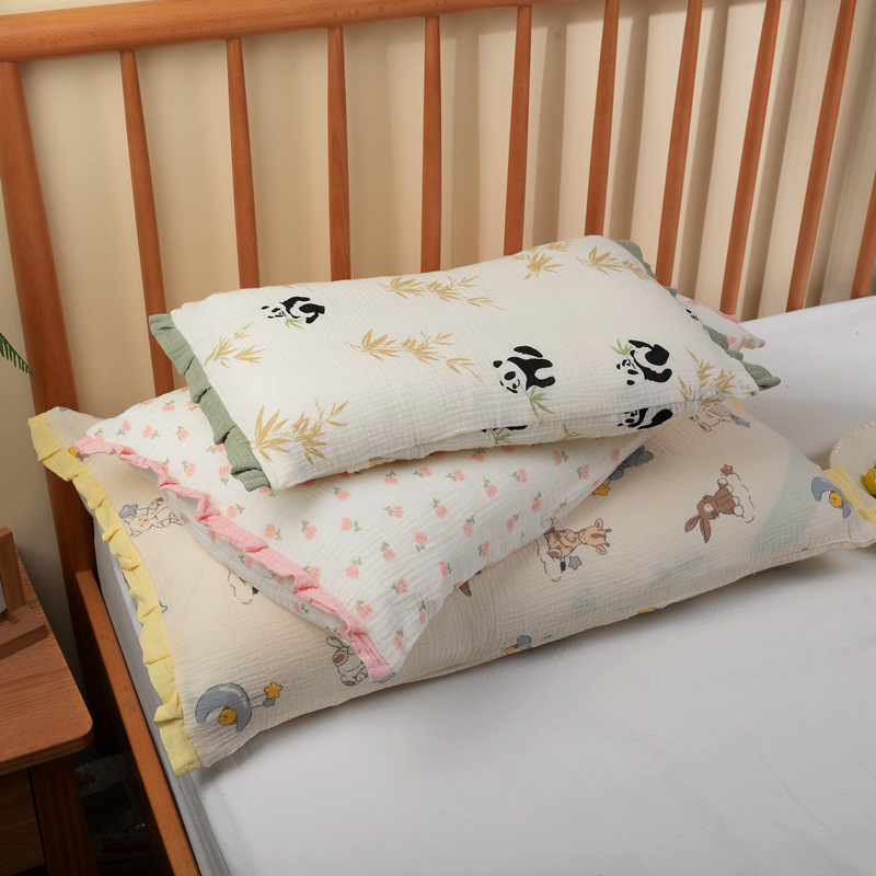 A类双层纱布儿童成人乳胶枕套通用婴儿纯棉小枕头套30x50全棉整套-图0