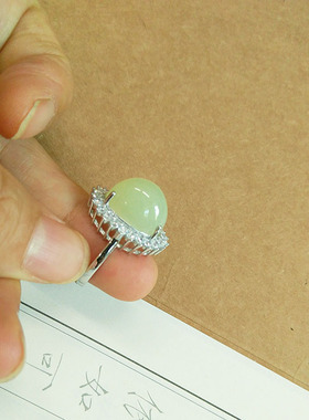 黄玉戒指戴妃款鸽子蛋且末料