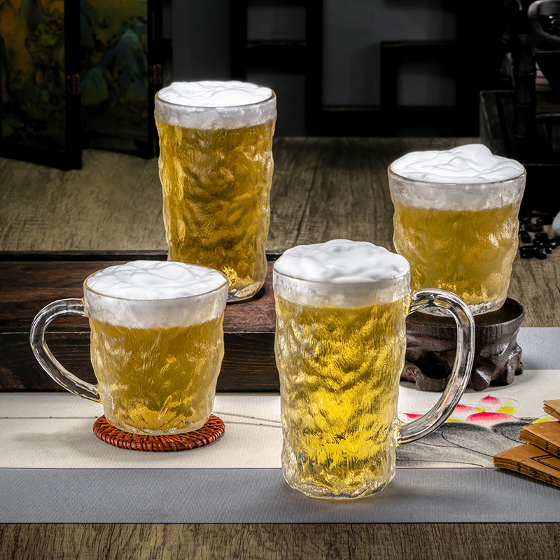 大容量啤酒杯子家用带把水晶玻璃创意精酿小麦高颜值ktv酒杯套装 - 图1