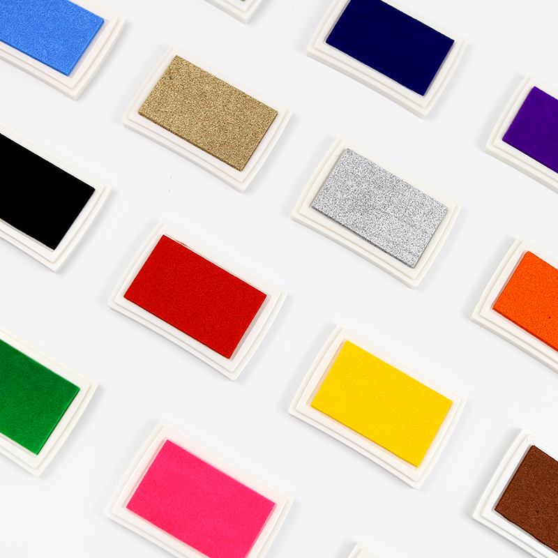 长方形大号印泥印章 手指画学生用印尼台彩色印泥橡皮章手账装饰 - 图0