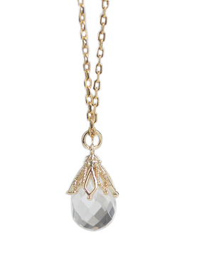 925纯银天然白水晶吊坠项链ins