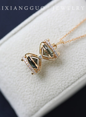 原创《时光碎片》925纯银3D立体沙漏项链设计感吊坠礼物 波特兰绿