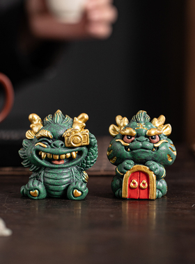 可爱萌龙九子桌面摆件睚呲装饰品