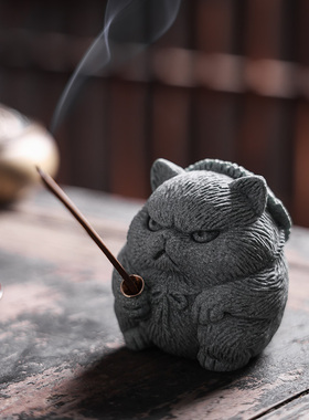 青砂石桌面装饰可爱茶桌小猫咪