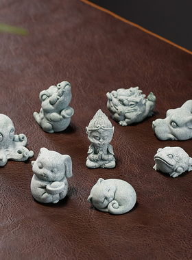 青砂石国风桌面鱼缸动物金蟾摆件