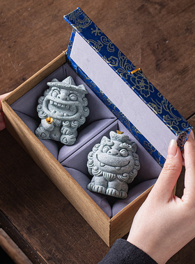 青砂石线香插可爱桌面小狮子香器