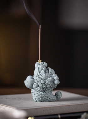 青砂石线香插新中式桌面钱龙送宝