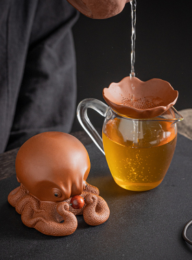 紫砂茶漏过滤可爱茶桌章鱼摆件