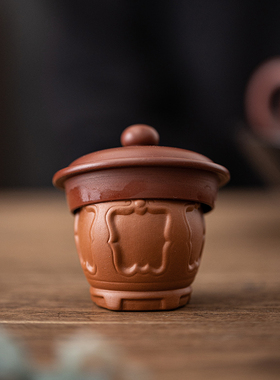 紫砂茶宠摆件中式桌面锣鼓盖置