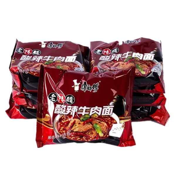 康师傅方便面经典老陈醋酸辣牛肉面115g袋装整箱泡面爆椒麻辣韩式-图2