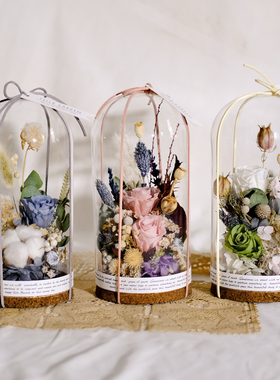 永生花干花微景观玻璃罩摆件节日创意个性礼物家居饰品田园ins风